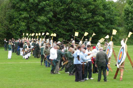 Another view of the target line - archers scoring their arrows during the afternoon session.